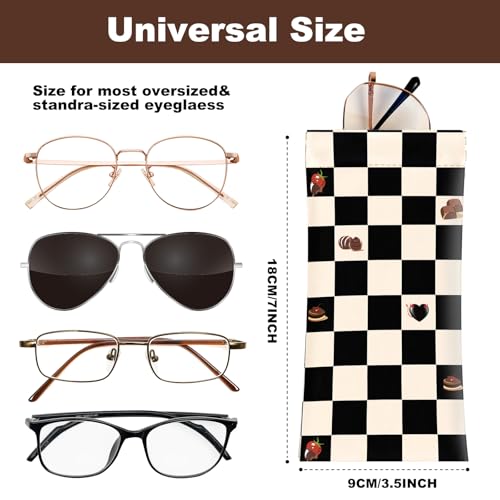 Image of Anikathy 2Pcs Sunglass Eyeglass Glasses Case Soft PU Leather with Cleaning Cloth Portable Glasses Pouch Bag for Men Women