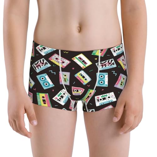 Boys' Cotton Boxer Brief Soft Underwear-Colorful Retro Tape