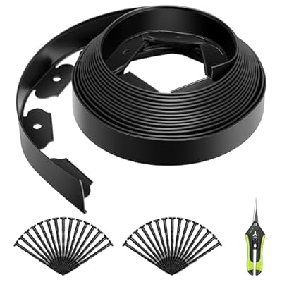 VIVOSUN Landscape Edging Kit 33ft Long 2in High, No-Dig Plastic Garden Border Edging with 30 Anchoring Spikes & Scissors, Black