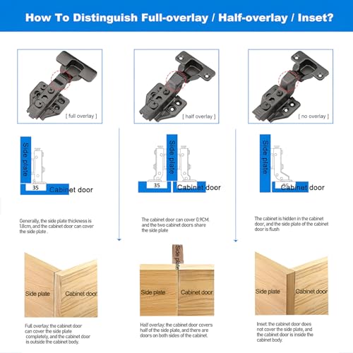 Image of VOLO Cabinet Hinges, Set of 1 (2 Pieces) for Furniture, Wardrobes, Doors, and Storage Units | (3D Soft Close (Mild Steel), 15 Crank | Inset)