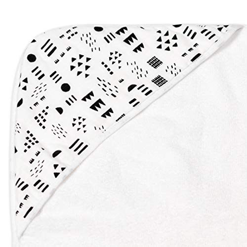 Image of HonestBaby 3-Piece Hooded Towel and Washcloth Sets Bath Gift 100% Organic Cotton Terry Infant Baby Boys, Girls, Unisex, Pattern Play, One Size