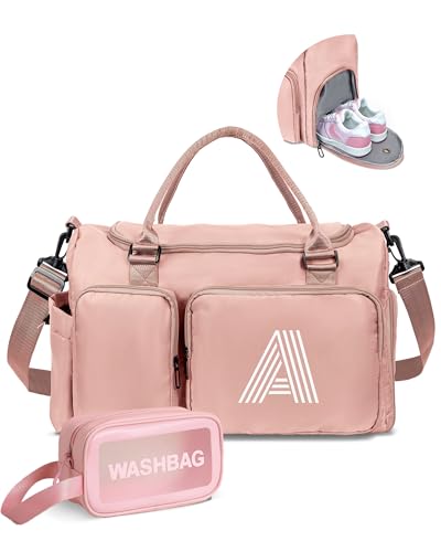Duffle Bag Women Girls Gift: Initial Gym bag, Overnight bags, Dance Cheer bag Sports for Girl, Kid Gymnastics Bags, Birthday Gifts for Women Girls Kids Teens Mom