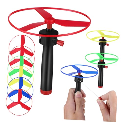 BESTonZON Pull String Flying Saucer UFO Toy Aerodynamic Disc Outdoor Boys and Girls Toy Random Color