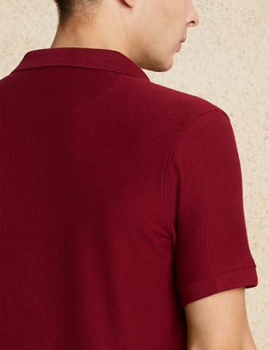 Image of Amazon Brand - Symbol Men's Cotton Rich Textured Polo Tshirts | Collar Plain Tshirts | Half Sleeves - Regular Fit (Available in Plus Sizes)