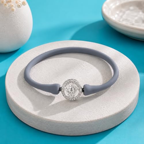 Image of Sterling Silver 925 Bracelet for Women, Rhodium Polished, Silicon Band, Everyday Wear