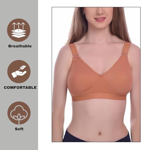 Image of Viral Girl Women's Wire-Free Cotton Hosiery Bra | Non-Padded, Full Coverage, Adjustable Straps | Soft Comfortable Innerwear with Hook & Eye Closure for Everyday Use