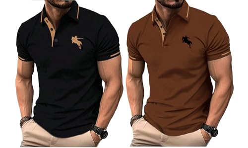 Image of TAGAS Men's Short Sleeve Polo Shirt, Button Up Collar | T-Shirt for Mens | Casual T Shirt for Men | (MT-7)