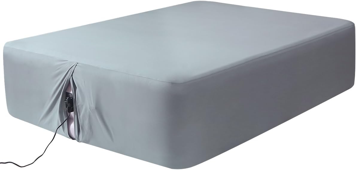 Fitted Sheet for Queen Air Mattress, with 18-24 Inch Extra Deep Pocket, Soft Breathable Bed Sheet Bottom Mattress Cover for Inflatable Air Bed, Grey