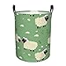 Cute Cartoon Sheep print Circular Hamper Waterproof Storage Bin Organizer Basket Laundry Hamper With Handles For Clothes Toys Small