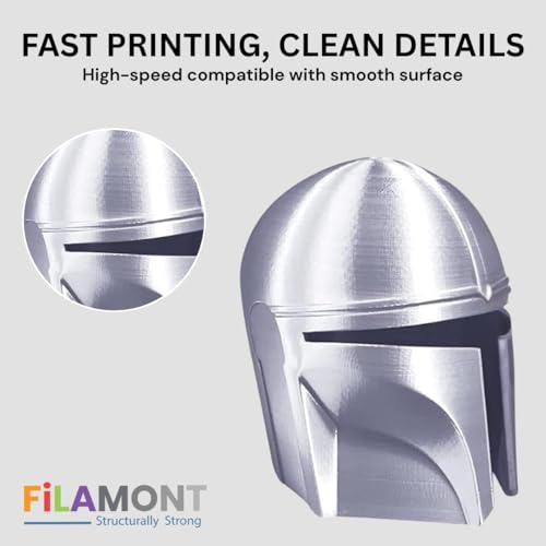 Image of FiLAMONT PLA Silk Filament 1.75mm, 3D Printer Filament, Shiny Silk 1.75 PLA Filament, 1kg(2.2Lbs) /Spool (Silk Silver)