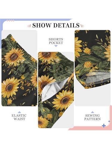 ZZKKO Yellow Sunflower and Black Background Boys Pants for Kids Jogger Pants with Pockets S4