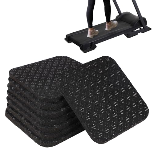 8pcs Treadmill Walking Mat Pad, 4"×4"×0.2" Non-Slip Silicone Noise Reduction Workout Mat, Multipurpose Anti-Vibration Pad for Exercise Bike Equipment, Hardwood Carpet Floor Protection Gym Accessories
