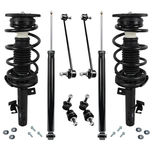 Detroit Axle - 8pc Struts Shocks Kit for 2004-2009 Mazda 3, 2006-2010 Mazda 5, 2 Front Struts & Coil Spring 2 Rear Shock Absorbers 4 Front Rear Sway Bar Links 2005 2007 2008 Replacement Suspension