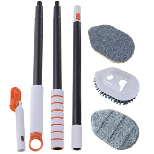 Brosse de sol polyvalente avec manche télescopique 3 sections pour carrelage