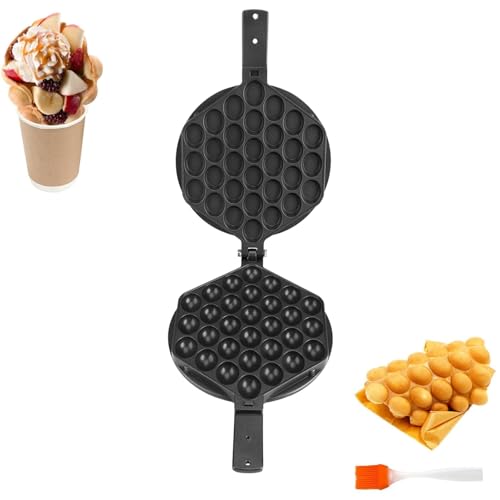 WGFOIP Plaque Gaufrier Bubble Waffle, Machine à Gâteau aux Oeufs Gaufrier en Aluminium Antiadhésif pour Cuisinière à Gaufres