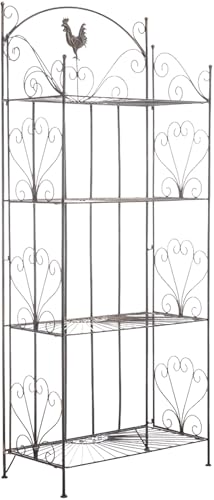 CLP Étagère Pliante Mia en Fer, avec 4 Niveaux de Rangement, Style Maison de Campagne, Disponible en Plusieurs Couleurs, Couleur:Bronze