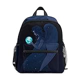 Robuster Rucksack hat viele funktionelle Taschen: 1 Hauptfach (mit Lagen-Design innen), 1 Fronttasche und 2 seitliche Netztaschen, breite Träger sind verstärkt und leicht anzupassen, große Kapazität Schulranzen bietet viel Platz für Kekse und Schulutensilien.