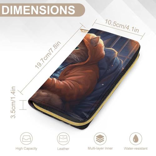 Leather Wallet Bag Fat Cat Playing Games Painted Credit Card Holder Fashion Simple Card Bag Multifunctional Wallet2