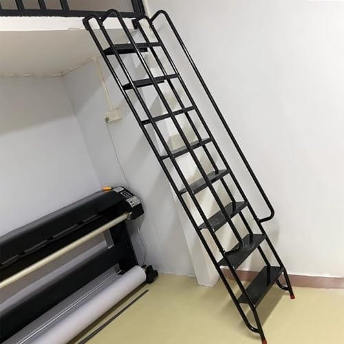 Escalera Escamoteable Escalera de Ático Extra Ancha con Pasamanos de Pedal Antideslizante, Escalera Industrial para Desván en Caso de Incendio, Escalera Exterior Ligera y Portátil para Emergencias(7 s