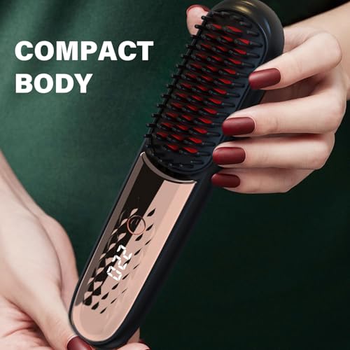 Cepillo alisador inalámbrico para cabello corto, cepillo alisador portátil con 4 temperaturas, calefacción rápida con cerámica, recargable vía USB-C para cabello corto y largo, para un estilo sin frizz miniatura 5