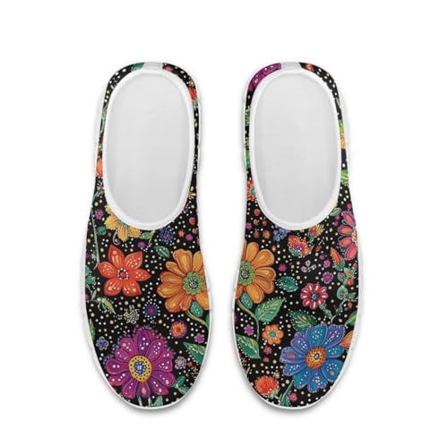 Image of Floral Sneakers for Women Colorful Art Shoes for Women Slip On Casual Work Shoes
