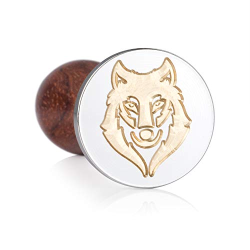Mceal Wax Seal Stamp,Silver Brass Head with Rosewood Handle, 1.2"(30mm) Dia, Wolf