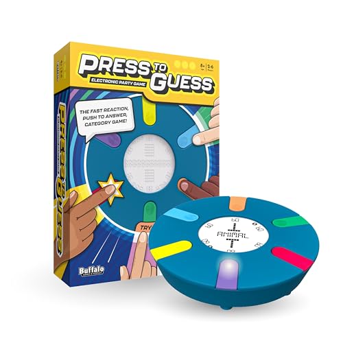 Buffalo Games - Press to Guess - Category Guessing Game - Electronic Game Board for Up to 6 Players - Guess and Challenge Guesses - Ages 8 and Up