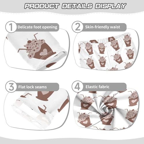 Dessert with Cocktail Straw Girls Leggings,Workout Leggings for Girls Toddler Athletic Leggings Size for 3-10T3