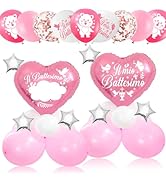 Palloncini Centrotavolo Nascita Bambina - Scritta Benvenuta Piccolina | Decorazione Rosa E Argento - Foto 6