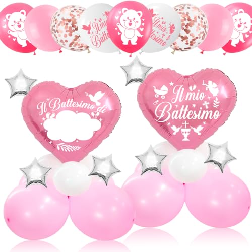 Set Di 2 Palloncini Battesimo, Decorazioni Battesimo Bimba