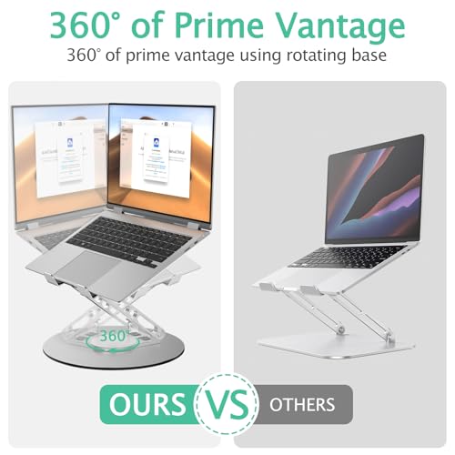 Image of Laptop Stand for Desk Adjustable Computer Stand with 360 Rotating Base Ergonomic Laptop Riser Mount for Desk Foldable Protable Computer Desk Fits with MacBook Pro Air, Round
