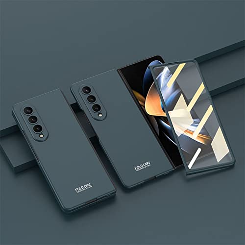 Coque Galaxy Z Fold 4 antichoc évitez les rayures d'écran avec le verre trempé avant PC rigide vert