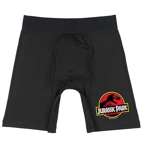 INTIMO Jurassic Park Men's Dinosaur Movie Logo Long Leg Boxer Briefs Underwear Casual Lounge