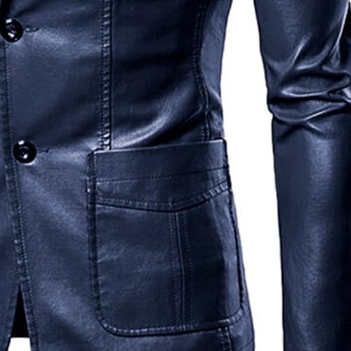 Blazer casual para hombre de cuero clásico con botones miniatura 4