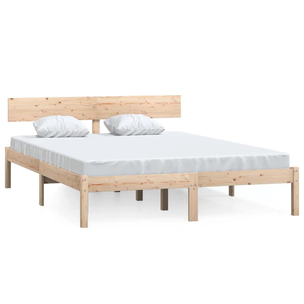 Marco de cama sin colchón de madera maciza (160 x 200 cm, cama de plataforma con soporte de listones de montaje fácil para dormitorio, adultos -C