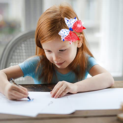 Pinzas para cabello con moño patriótico USA para niñas miniatura 4