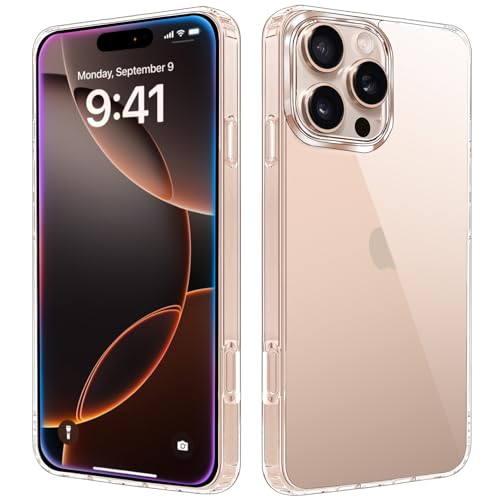 JJGoo Compatiable with iPhone 16 Pro Case Clear, Transparent Shockproof Phone Case, Anti-Scratch Hard PC Back Protective Cover Bumper Phone Case for iPhone 16 Pro 6.3-Inch, Clear - image 1