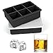 Cubiteras para Hielo con Tapa, Moldes para Cubitos de Hielo XXL 2pcs, Bandeja de Hielo Sin BPA Fácil Quitar Apilables Antiderrames para Alimentos para Bebés, Whisky, Cócteles (Negro)