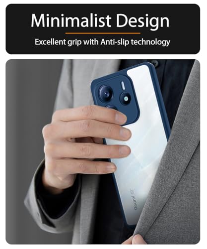 Image of WOW IMAGINE Shockproof Hybrid Back Cover for Redmi Note 14 SE 5G | Redmi Note 14 5G | Hard Slim fit Back Case | PC & TPU | Clear Transparent Case - Blue