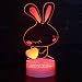 Produktbild ERBEIOU Süßer Hase 3D Lampe Optische LED Täuschung Nachtlicht, 16 Farbwech USB-Ladegerät ändern Berühren Schreibtisch lampe Tischleuchte