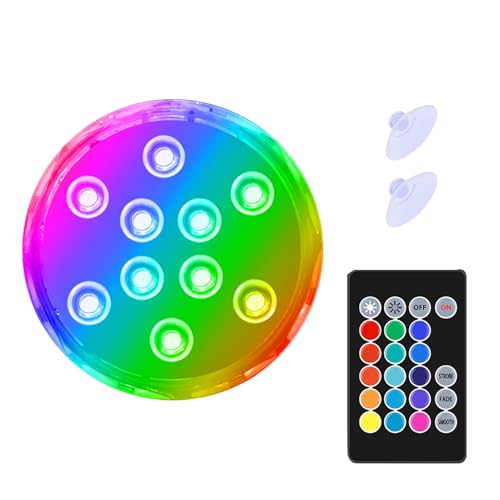 Respicefinem LED Pool Light 15 colori Acqua RGB Sommergibile per stagno Lampada subacquea con telecomando per decorazioni da giardino esterno (1 pz)