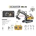 Remote Control Excavator Digger with Lights and Sound Effects, 1:20 2.4G 11CH Alloy Construction Vehicles, 360° Rotation Construction Car, Simulation RC Truck for Adult - Yellow