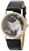 Produktbild Skurril Uhren Birma Katze schwarz Leder und goldfarbenes Foto Unisex Quarzuhr mit weißem Zifferblatt Analog-Anzeige und-Lederband p-0120027