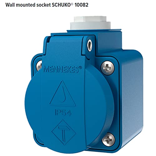 Mennekes (Unternehmen) 10082 Schuko Wand montiert-Stecknuss, 3 Steckklemme, IP 44 Schutz, 2P + E POLE, 16 A, 230 V, blau
