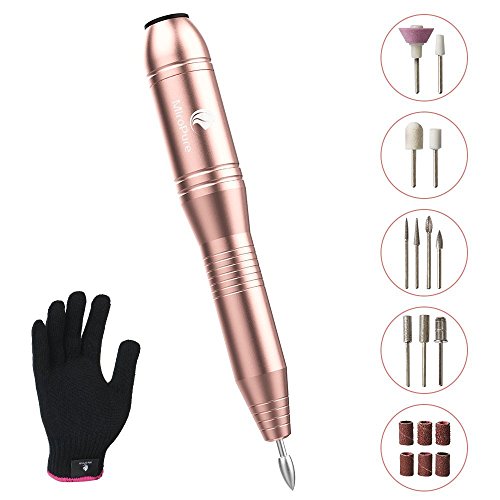 MiroPure Electric Nail Drill 11 in 1 Portable Nail File Machine for Acrylics, Shaping Gel Nails, Removing Callus (Rose Gold)