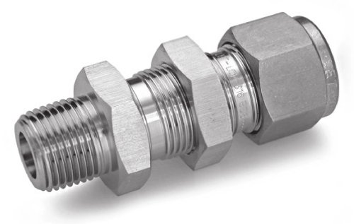Ham-Let Stainless Steel 316 Let-Lok Compression Fitting, Bulkhead, 3/8" Tube OD x NPT Male