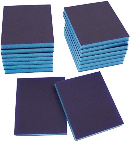 BokWin 16Pcs Sanding Sponge, 800-1000 Grit Washable Sponge Sand Blocks, Wet and Dry Sanding Blocks for Plastic, Wood, Metal, Furniture (Superfine Grade)