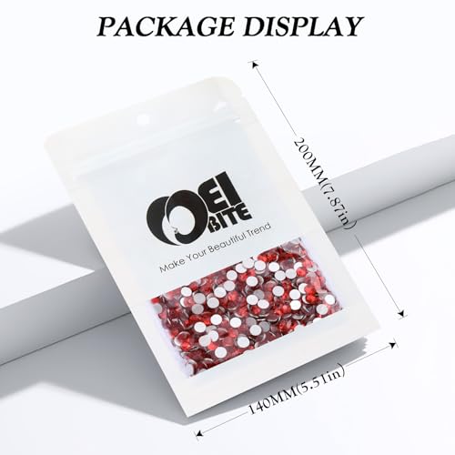 Image of Red Flatback Rhinestones, Glass Rhinestones for Nail Art and Craft, Glue Fix, Loose Crystal Gemstones(Red, SS20, 2880pcs, 4.6-4.8mm)
