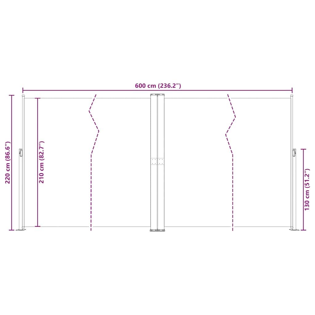 vidaXL Zwijana markiza boczna, czerwona, 220x600 cm, markiza na balkon, markiza balkonowa, pionowa markiza, markizy na balkon, markizy balkonowe