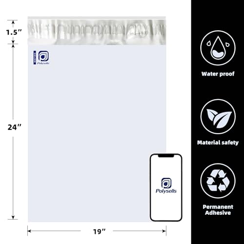 Image of POLYSELLS 19x24 White Poly Mailers 600 Pack Large Shipping Bags for Clothes | Bulk Waterproof Tear Resistant Opaque Mailing Envelopes For Clothing Apparel Jackets Hoodies Ecommerce And Small Business